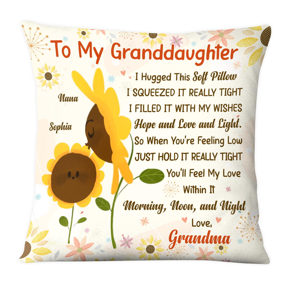 Personalized Gift For Granddaughter Sunflower Hug This Pillow 26792 Primary Mockup