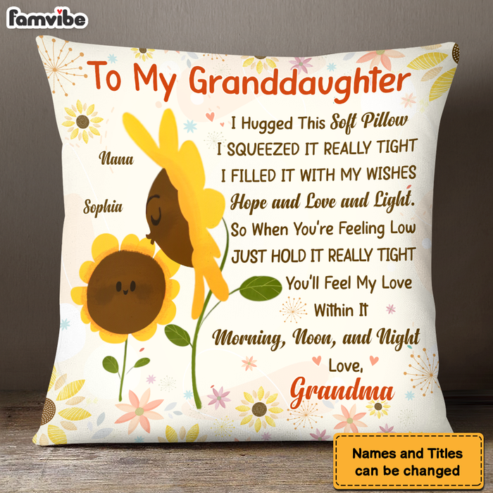 Personalized Gift For Granddaughter Sunflower Hug This Pillow 26792 1