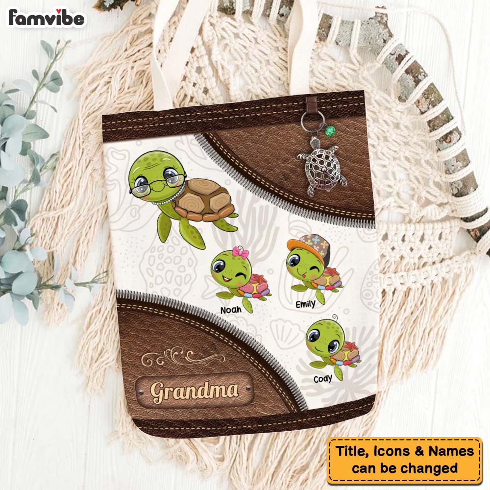 Personalized Gift For Grandma Turle Cartoon Tote Bag 26797 Primary Mockup