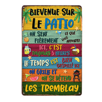 Personalized Gift for Family French Bievenue Sur Le Patio Metal Sign 26215 thumb 1