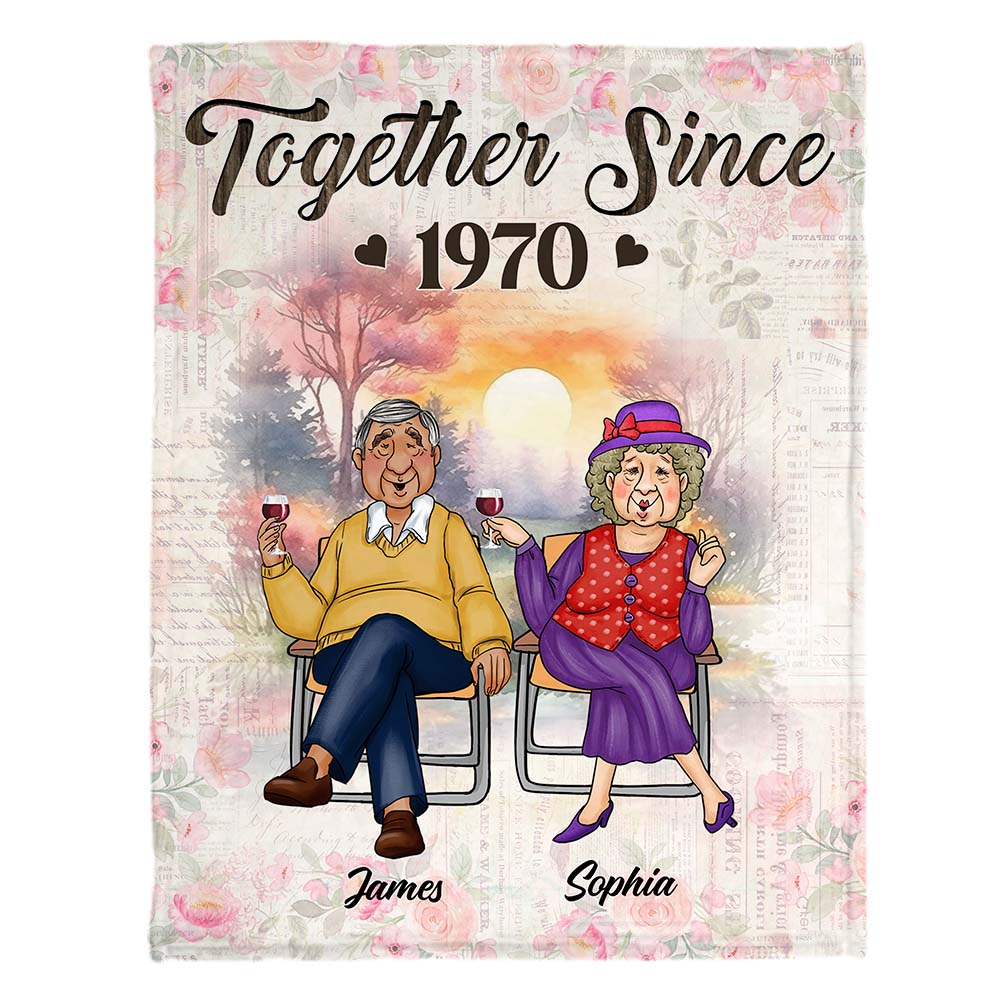 Personalized Gift For Senior Couple Husband Wife Together Since Blanket 26800 Primary Mockup