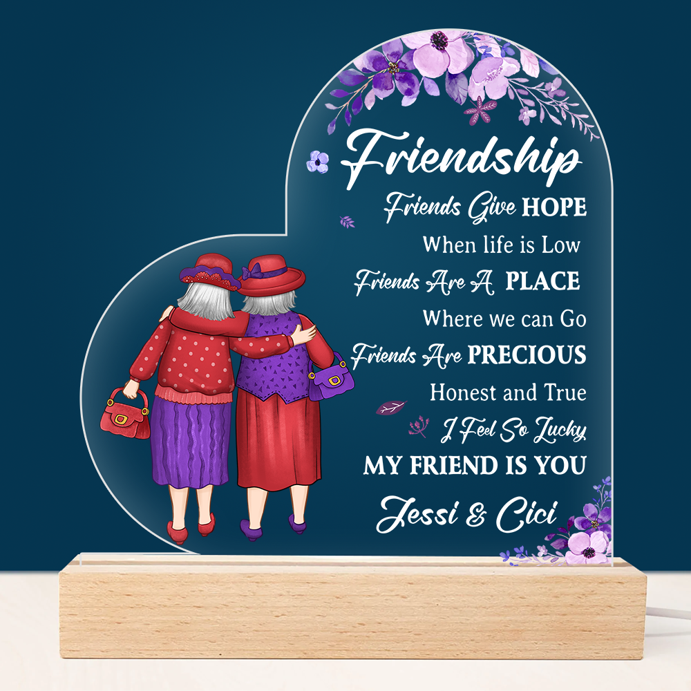 Personalized Friendship Gift For Senior Friend Old Ladies Tree Plaque LED Lamp Night Light 26803 Primary Mockup