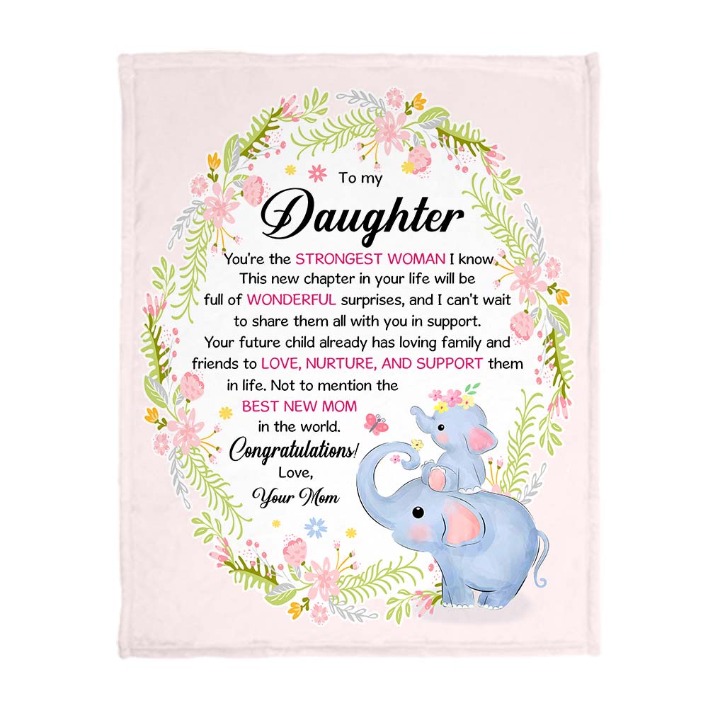 Personalized Gift For Daughter Baby Expecting Mom Elephant Blanket 26816 Primary Mockup