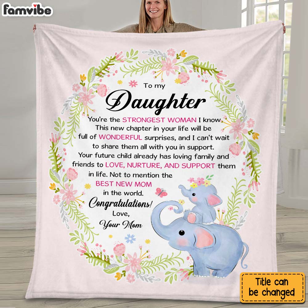 Personalized Gift For Daughter Baby Expecting Mom Elephant Blanket 26816 Primary Mockup