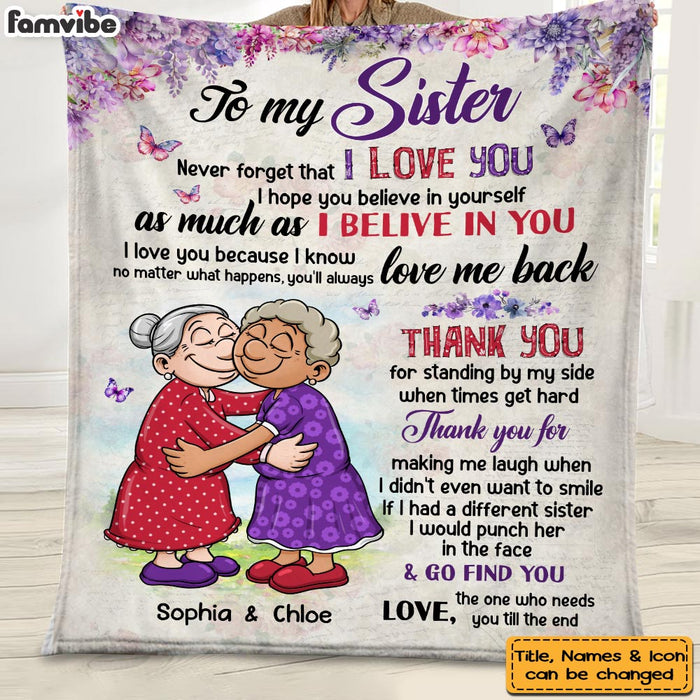Personalized Gift for Friends Sisters Thanks For Standing By My Side When Times Hard Blanket 26821 1