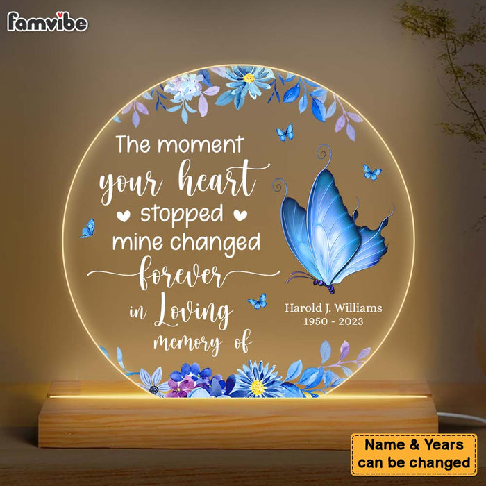 Personalized Memorial Gift The Moment Your Heart Stopped Butterfly Plaque LED Lamp Night Light 26826 1