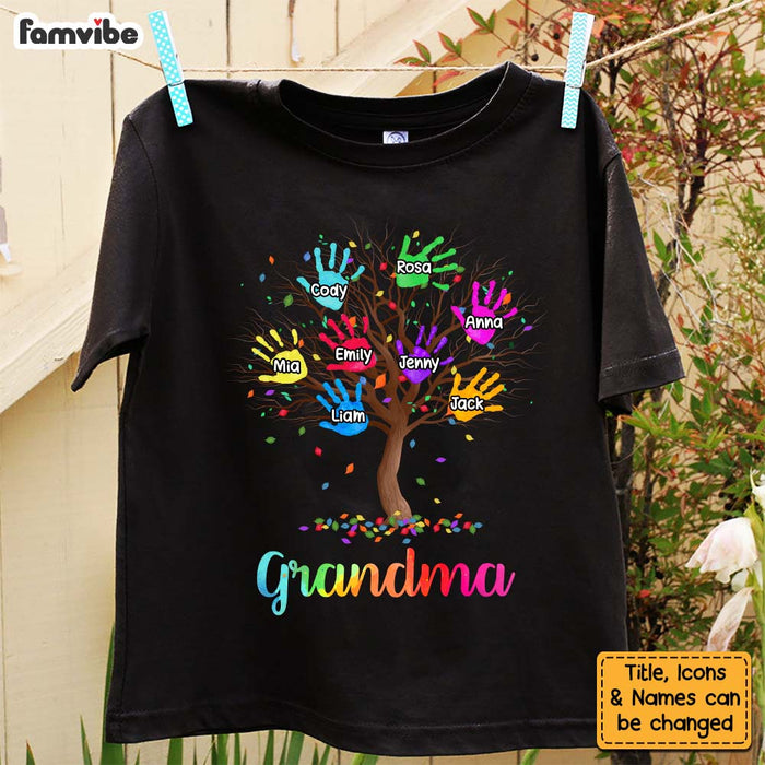 Personalized Gift For Grandma Colorful Handprint Tree Shirt - Hoodie - Sweatshirt 26829 1