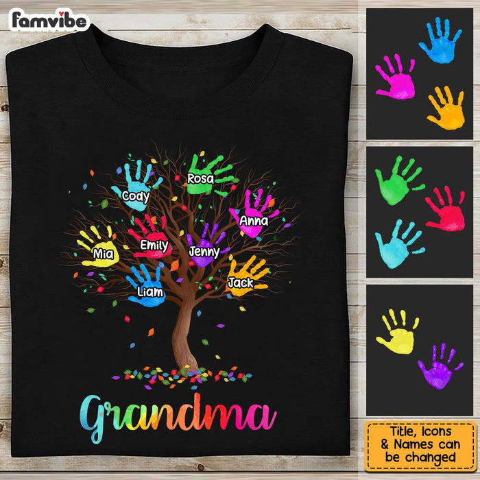 Personalized Gift For Grandma Colorful Handprint Tree Shirt - Hoodie - Sweatshirt 26829 1