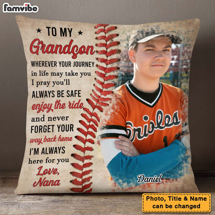 Personalized Baseball Gift For Grandson To My Grandson Pillow 26841 1