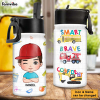 Personalized Gift For Grandson Affirmation I Am Brave Kids Water Bottle With Straw Lid 26853 thumb 1