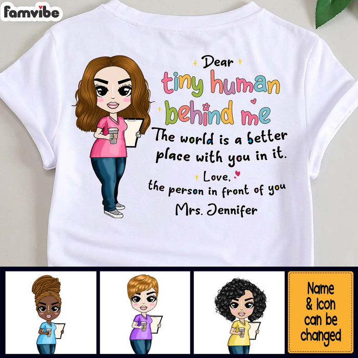 Personalized Gift For Teacher Tiny Human Behind Me Shirt 26855 1