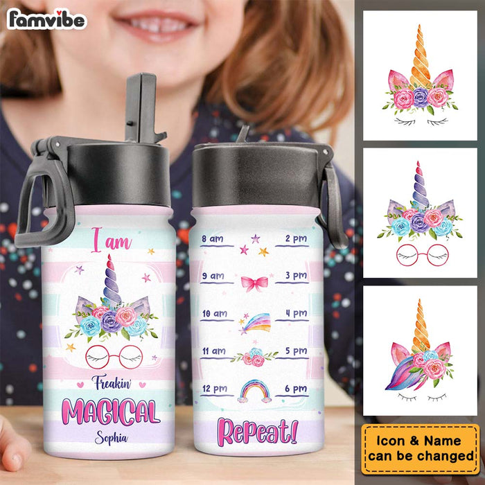 Personalized Gift For Grandkid I Am Freakin Magical Kids Water Bottle With Straw Lid 26865 1