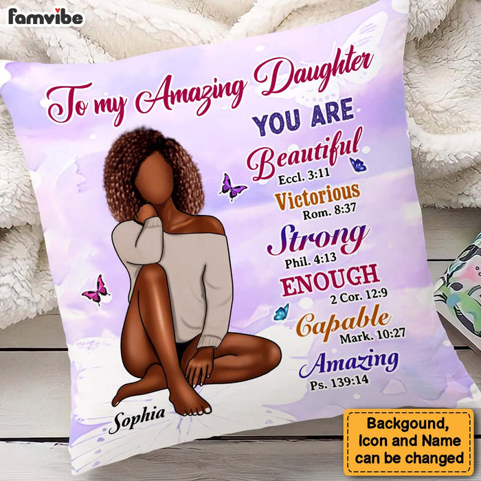 Personalized Gift For Daughter You Are Bible Verses Butterfly Pillow 26866 1