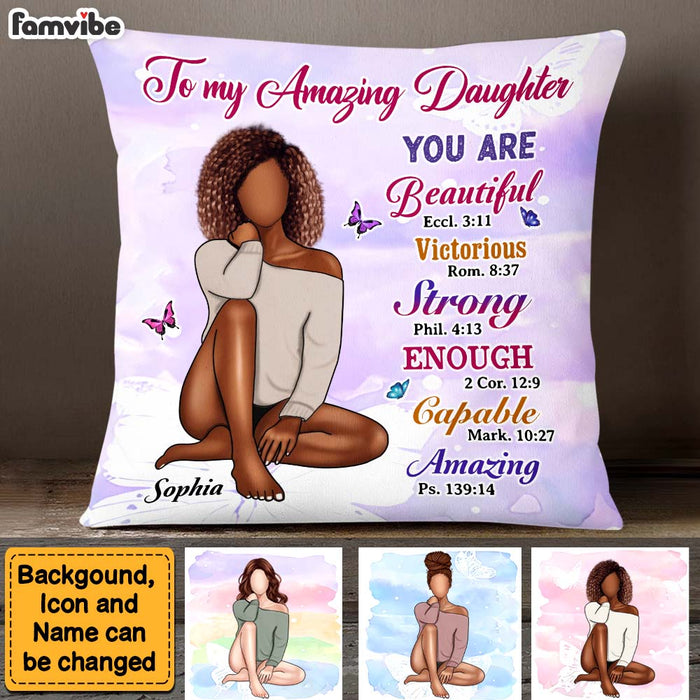 Personalized Gift For Daughter You Are Bible Verses Butterfly Pillow 26866 1