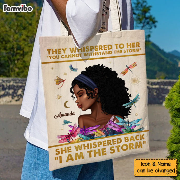 Personalized Inspirational Gift For Daughter Dragonfly She Whispered Back I Am The Storm Tote Bag 26867 1