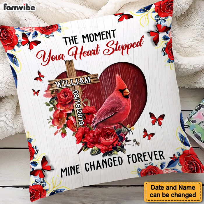 Personalized Memorial Gift The Moment Your Heart Stopped Pillow 26874 1