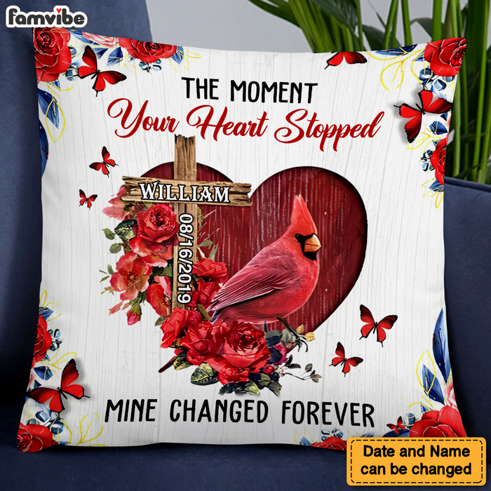 Personalized Memorial Gift The Moment Your Heart Stopped Pillow 26874 1