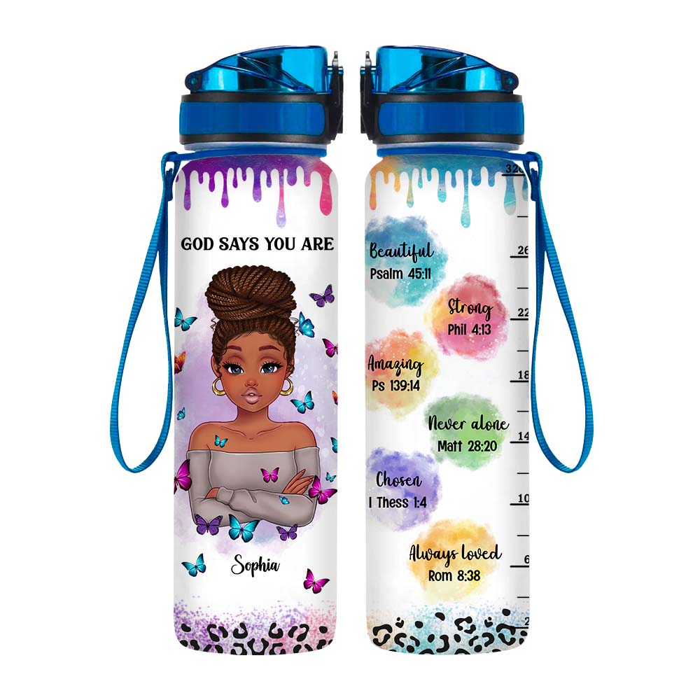 Personalized Gift For Daughter God Says You Are Bible Verses Tracker Bottle 26877 Primary Mockup
