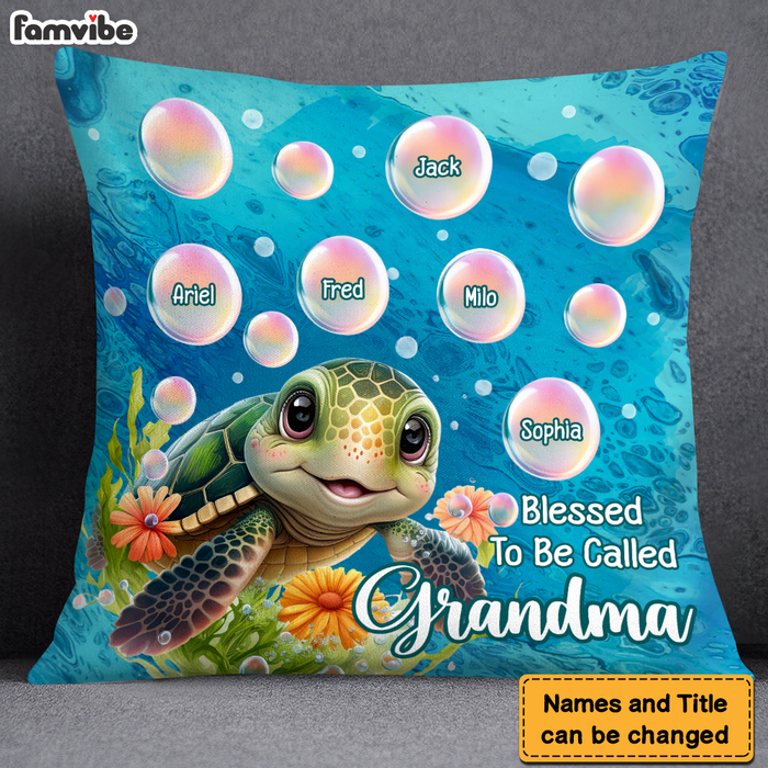 Personalized Gift for Grandma Blessed To Be Called Grandma Sea Turtle Pillow 26885 1
