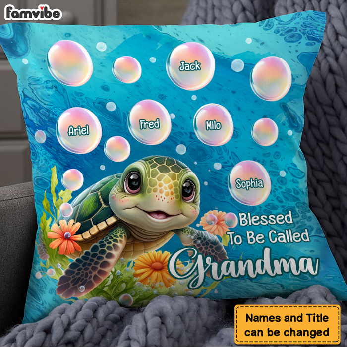 Personalized Gift for Grandma Blessed To Be Called Grandma Sea Turtle Pillow 26885 1