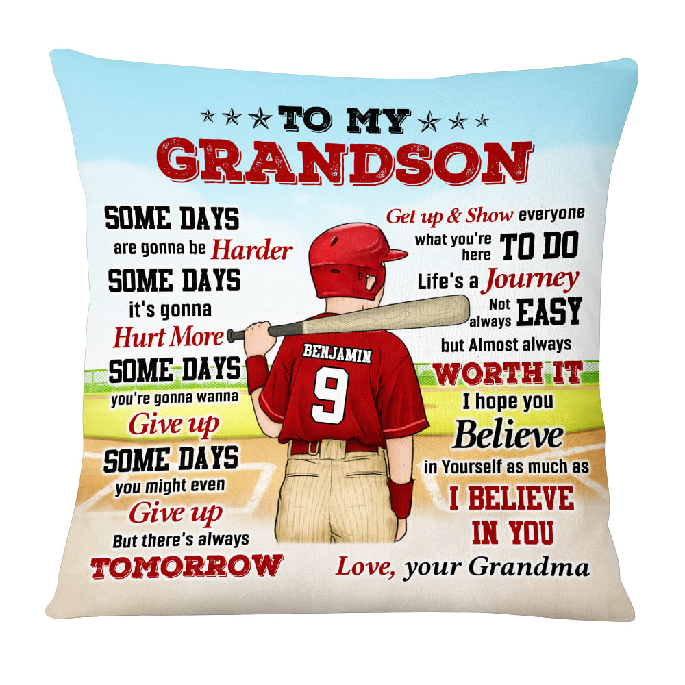 Personalized Baseball Grandson Some Days Are Gonna Be Harder Pillow 26897 Primary Mockup
