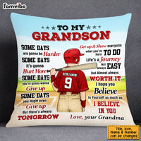 Personalized Baseball Grandson Some Days Are Gonna Be Harder Pillow 26897 thumb 1