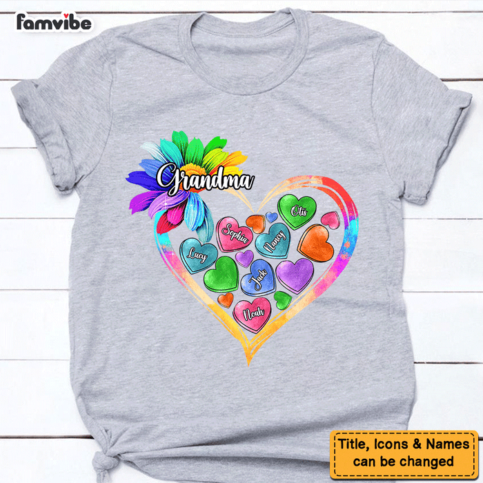 Personalized Gift For Grandma Colorful Sunflower Heart Loads Of Love Shirt - Hoodie - Sweatshirt 26905 1