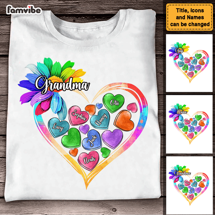 Personalized Gift For Grandma Colorful Sunflower Heart Loads Of Love Shirt - Hoodie - Sweatshirt 26905 1
