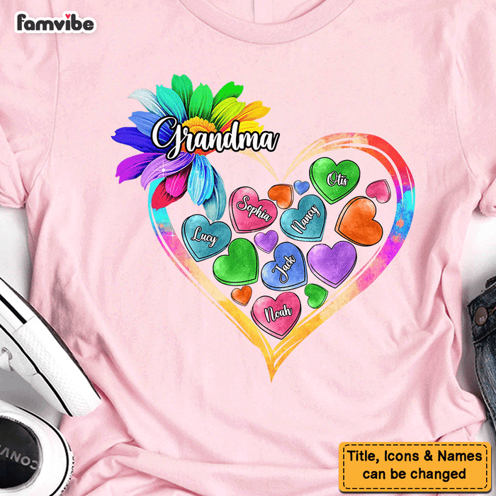 Personalized Gift For Grandma Colorful Sunflower Heart Loads Of Love Shirt - Hoodie - Sweatshirt 26905 1