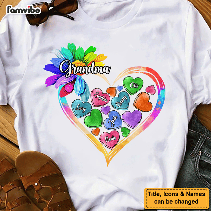 Personalized Gift For Grandma Colorful Sunflower Heart Loads Of Love Shirt - Hoodie - Sweatshirt 26905 1