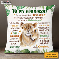 Personalized Birthday Gift For Grandson Lion To My Grandson Pillow 26918 thumb 1