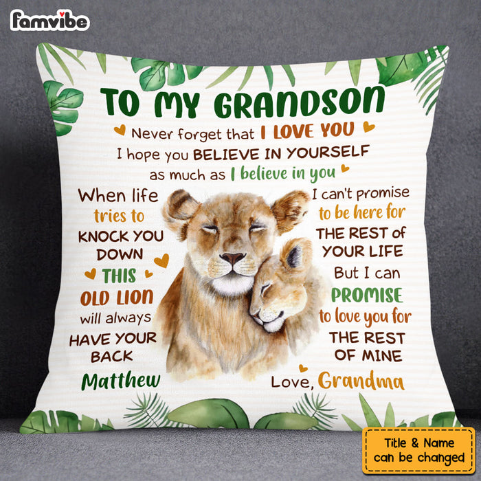 Personalized Birthday Gift For Grandson Lion To My Grandson Pillow 26918 1