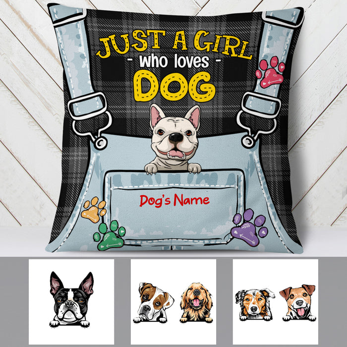 Personalized Just A Girl Who Loves Dog Pillow FB33 67O53 (Insert Included) 1