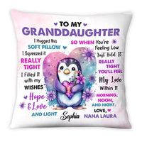 Personalized Gift For Granddaughter Penguin Flowers Hug This Pillow 26928 thumb 1
