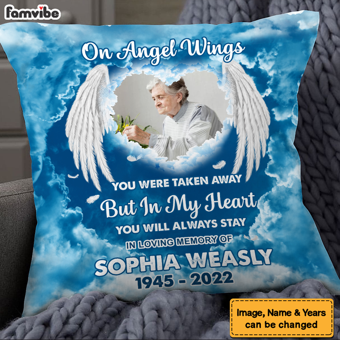 Personalized Memorial Gift On Angel Wings Pillow 26938 1