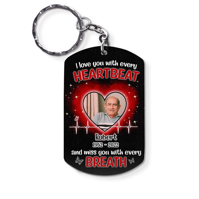 Personalized Memorial Gift Love You With Every Heartbeat Aluminum Keychain 26943 1