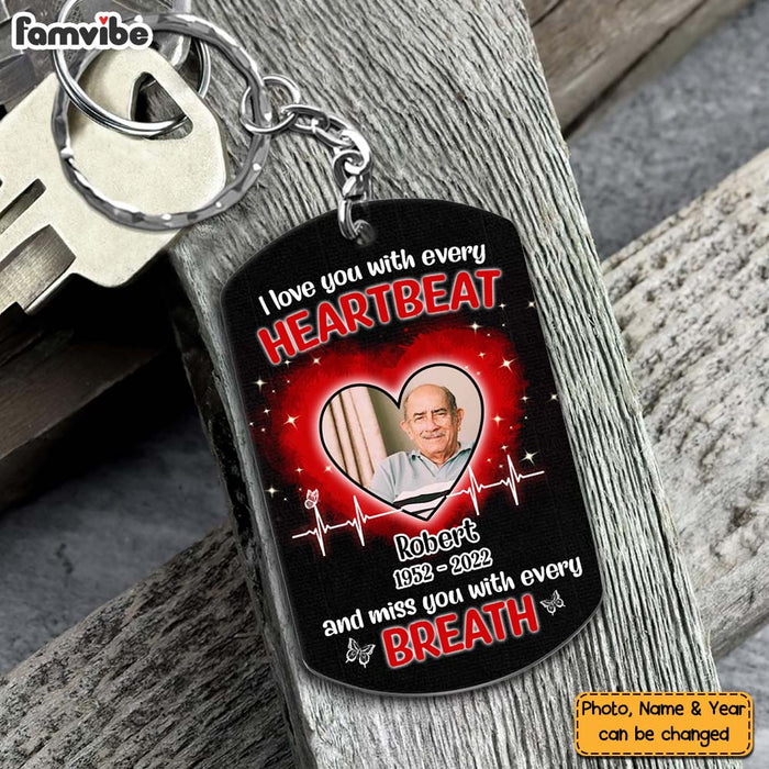 Personalized Memorial Gift Love You With Every Heartbeat Aluminum Keychain 26943 1