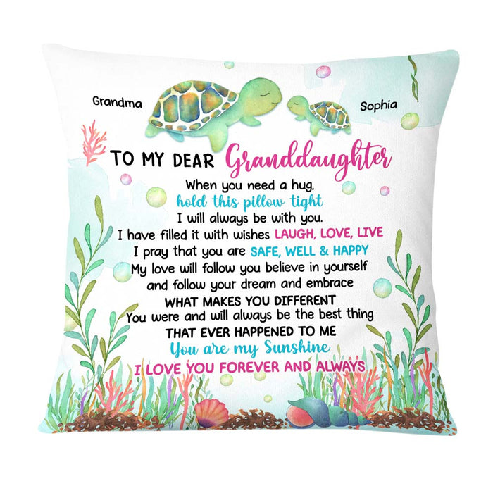 Personalized Sea Turtle Gift For Granddaughter Pillow 26948 1