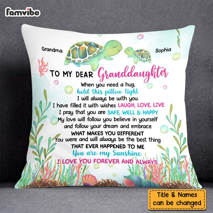 Personalized Sea Turtle Gift For Granddaughter Pillow 26948 1