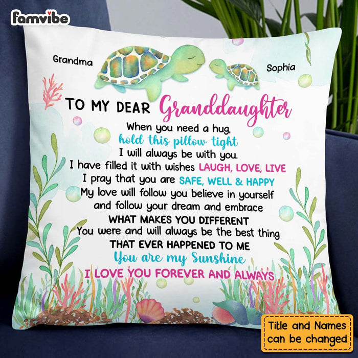 Personalized Sea Turtle Gift For Granddaughter Pillow 26948 1