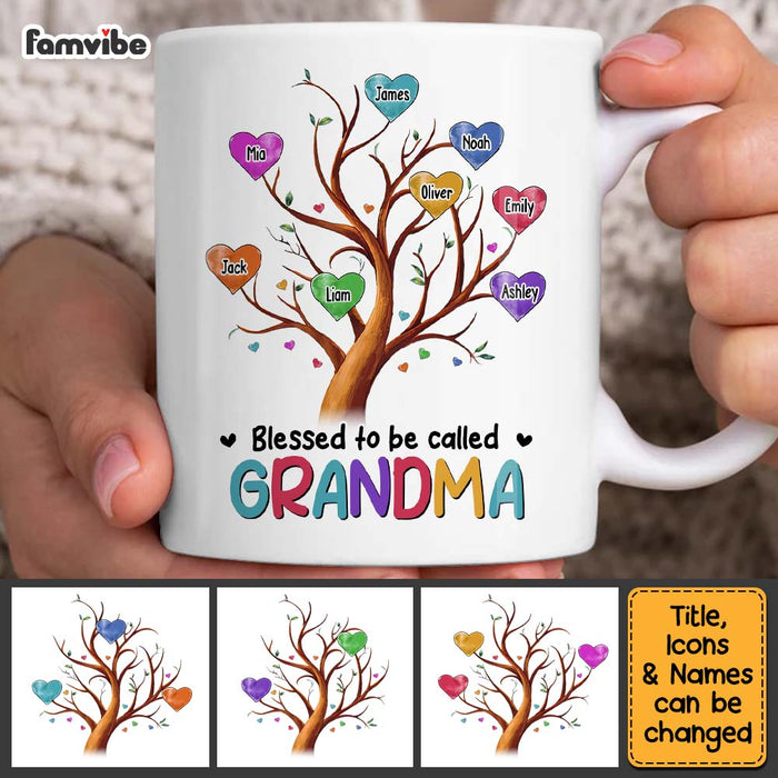 Personalized Gift For Grandma Blessed To Be Called Grandma Heart Tree Mug 26949 1