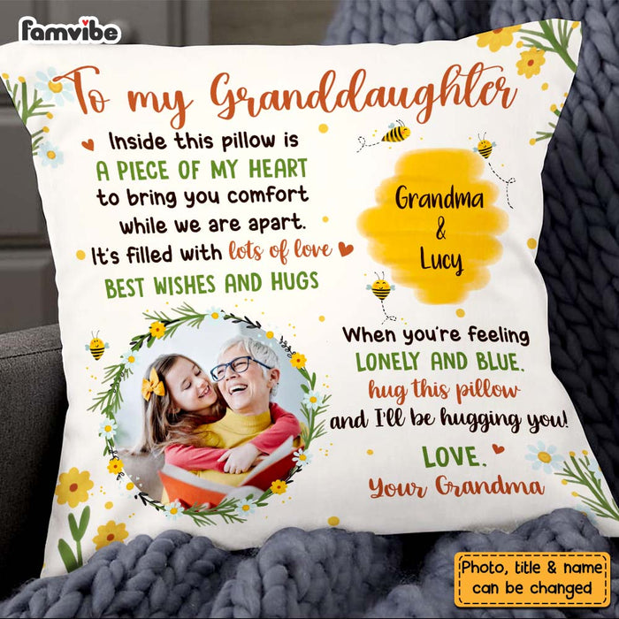 Personalized Gift For Granddaughter Honey Bee Hug This Pillow 26958 1
