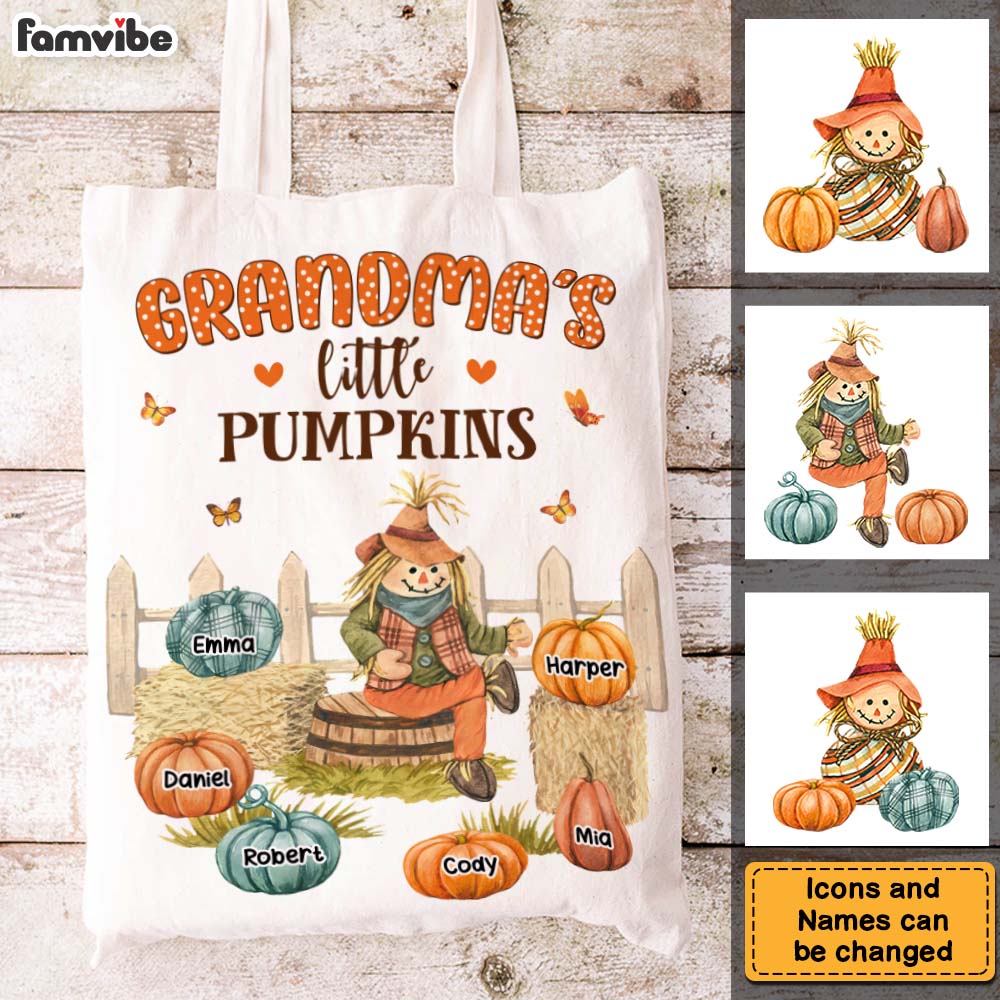 Personalized Meaningful Gift For Grandma Little Pumpkins Autumn Tote Bag 26960 Primary Mockup
