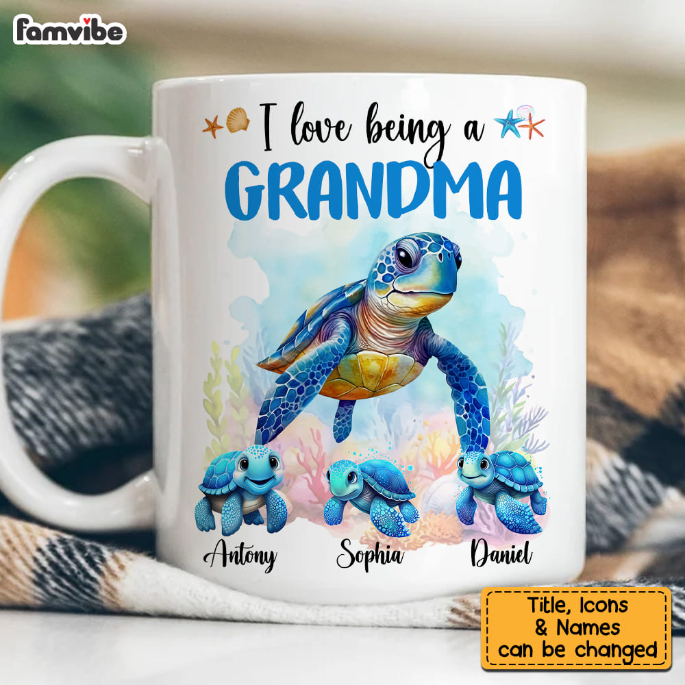 Personalized Gift For Grandma I Love Being A Grandma Sea Turtle Ocean Mug 26961 Primary Mockup