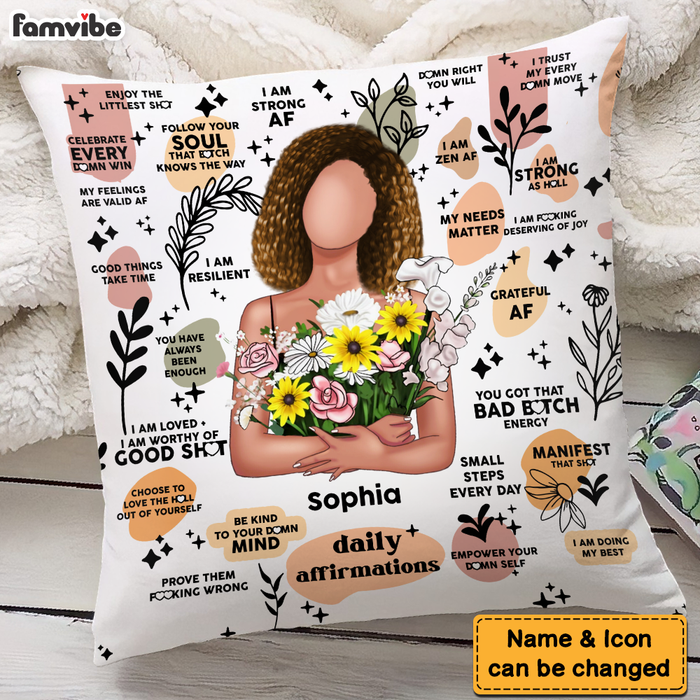 Personalized Gift For Daughter Boho Daily Reminders Affirmations Motivation Inspirational Pillow 26964 1