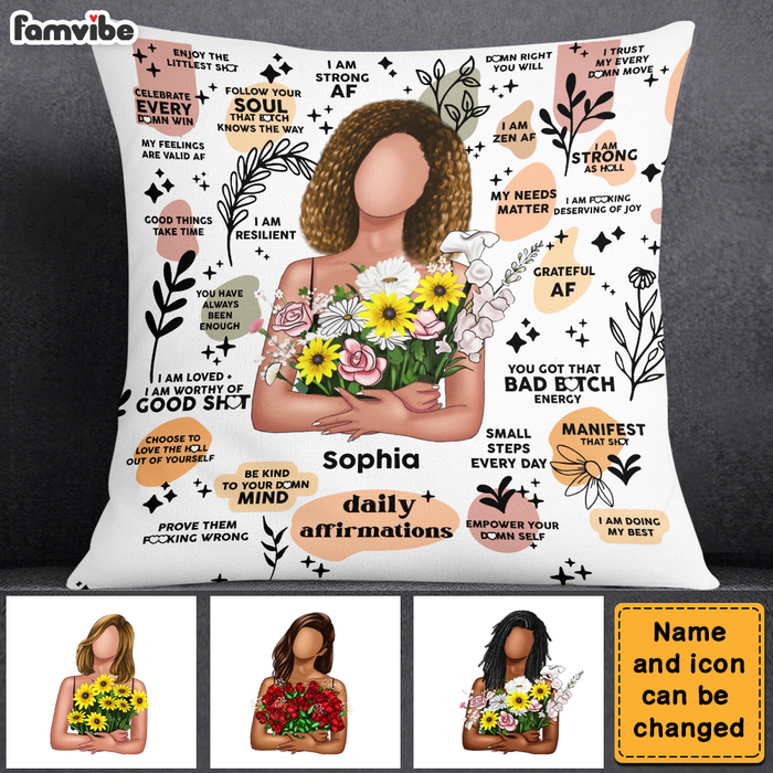 Personalized Gift For Daughter Boho Daily Reminders Affirmations Motivation Inspirational Pillow 26964 1