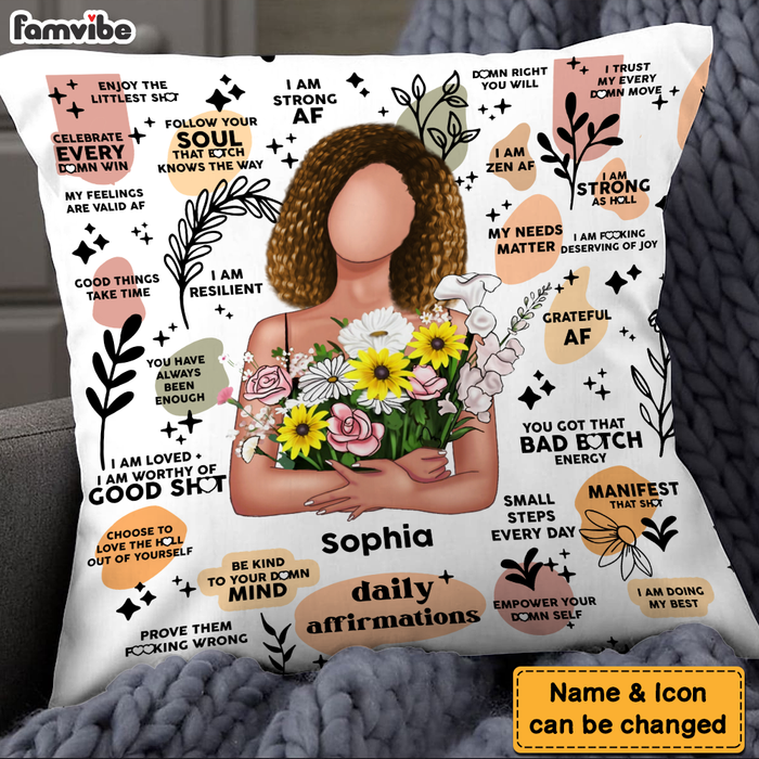 Personalized Gift For Daughter Boho Daily Reminders Affirmations Motivation Inspirational Pillow 26964 1