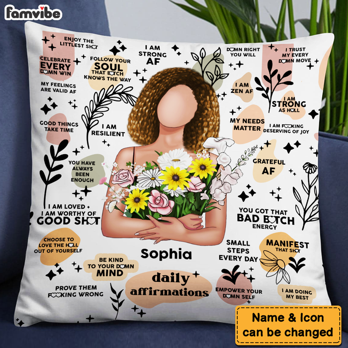 Personalized Gift For Daughter Boho Daily Reminders Affirmations Motivation Inspirational Pillow 26964 1