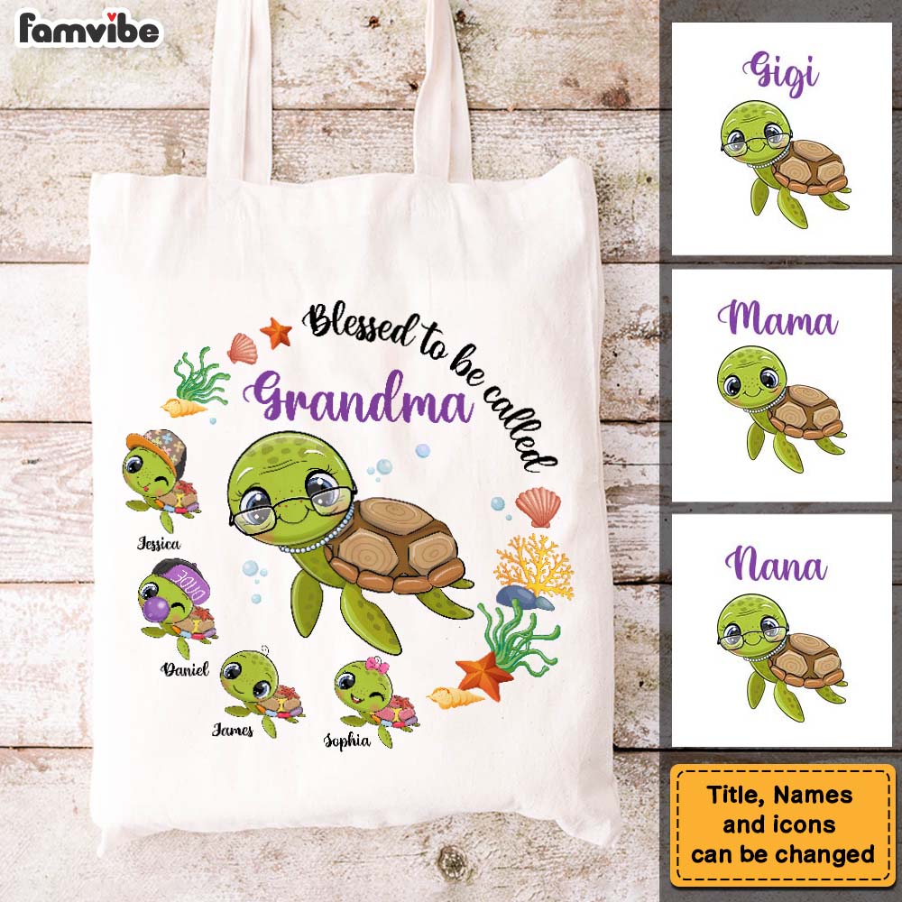 Personalized Gift For Grandma Turtle Blessed To Be Called Tote Bag 26564 26966 Primary Mockup