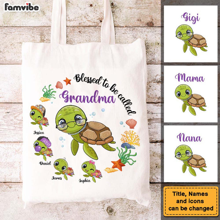 Personalized Gift For Grandma Turtle Blessed To Be Called Tote Bag 26564 26966 1
